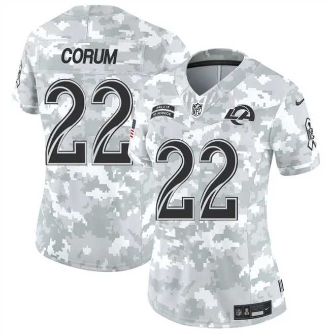 Womens Los Angeles Rams #22 Blake Corum 2024 F.U.S.E Arctic Camo Salute To Service Limited Stitched Jersey Dzhi